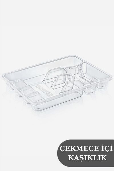 Digithome 37.5 cm Transparent Spoon Organizer - Drawer and Knife Set Trn-109 C320.049