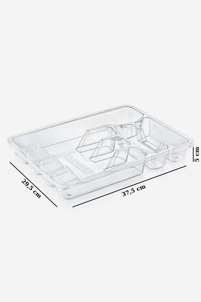 Digithome 37.5 cm Transparent Spoon Organizer - Drawer and Knife Set Trn-109 C320.049