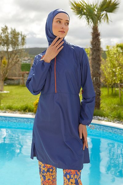 InStyle Μαγιό Hijab Parachute Half Zippered - Navy Blue