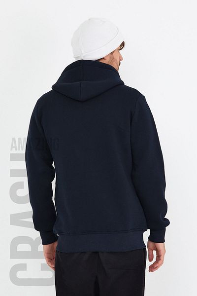 AMAZING CRASH Μπλε Navy Unisex Φούτερ με κουκούλα με τρία κλωστές Basic