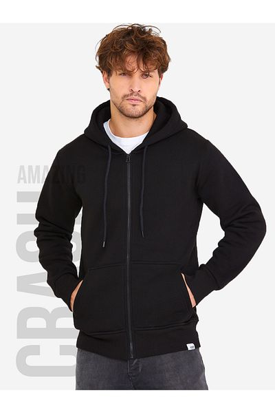 AMAZING CRASH Μαύρο Unisex Φούτερ με κουκούλα με τρεις κλωστές Basic