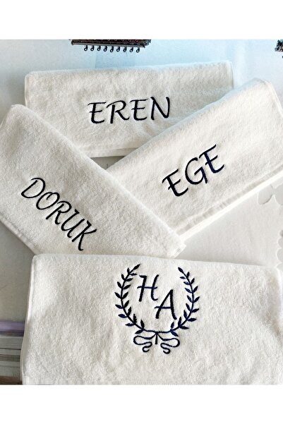 NAKIŞ HOME DESİGN Kişiye Özel Çift Harf Nakışlı 50x90 El Yüz Havlusu