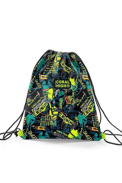 Coral High Kids Nefti Black Repair Set Patterned Drawstring Drawstring Backpack 22675