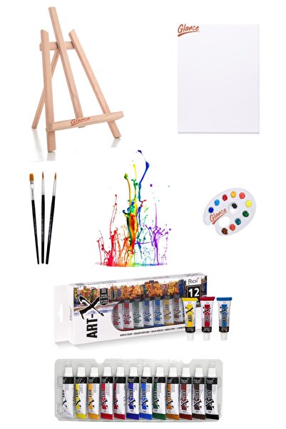 GLANCE Masaüstü Mini Şövale-art-x 12 Ml 12 'li Akrilik Set