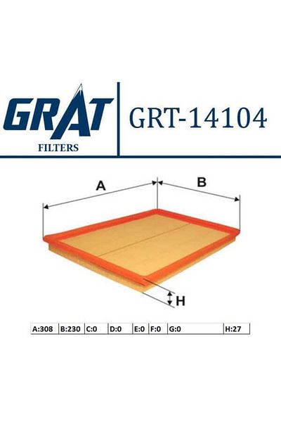GRAT 14104 Model Astra F Air Filter - 91-98 1.4I 1.6I 1.7Td 1.8I 2.0
