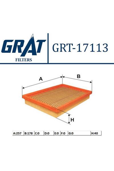 GRAT 17113 Model Air Filter - 1.6-2.7 for Coupe 02-09, Elantra 00-06 and Cerato 04-09