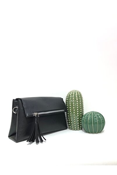 Piedra Μαύρη λειτουργική γυναικεία τσάντα με πολλά μάτια και κλείσιμο με φερμουάρ