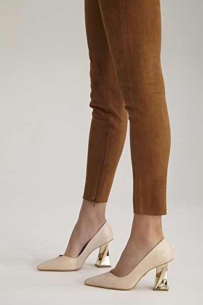 AYAKKABI PRENSİ Stiletto de damă Empire Nude Matte 8 Cm, pantofi cu toc înalt