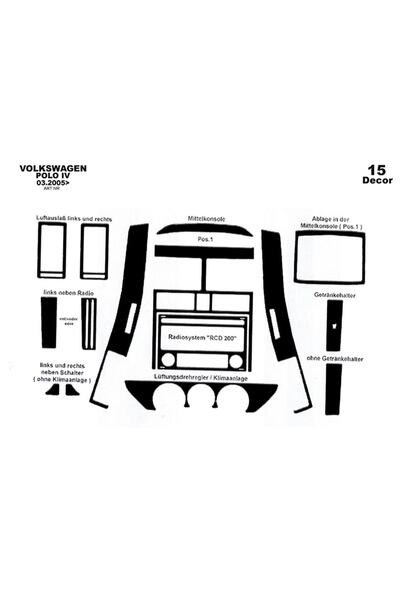meriç cockpit design ميريك® غطاء توربيدو أمامي من فولكس واجن بولو أسود لامع 1...