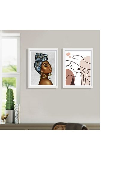 Senden Hediye Adhesive Detachable White Wall Frame 20X30Cm - Set of 2 - Leaves No Traces or Stains 7 Colors