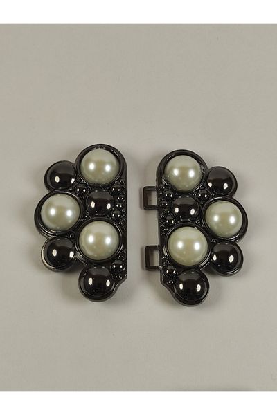 Kariyer Astar 6.5 Cm Black Belt Buckle with Pearls 1 Piece