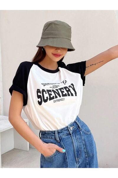 AFROGİYİM Γυναικείο μπλουζάκι με στάμπα oversize