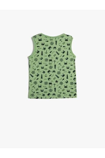 Koton Baby Boy Undershirt Sleeveless Round Collar Printed Cotton