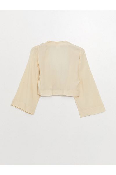 LC Waikiki Einfarbiger langärmliger Damen-Kimono mit Schalkragen