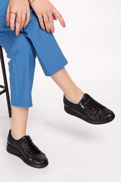 Gondol Pantofi de zi cu zi confortabili, cu fermoar, talpă anatomică din piele naturală Ndr.5500 - Negru - 42