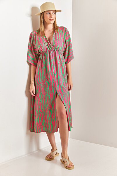 Bianco Lucci Dámské vzorované rozšířené šaty s dvojitým límcem