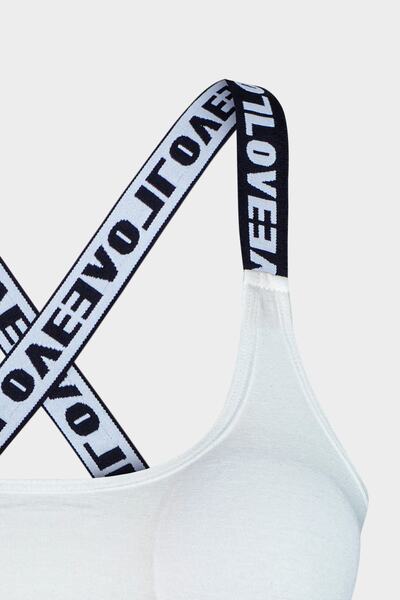 HNX Αθλητικό σουτιέν White Love Elastic Cross Strap