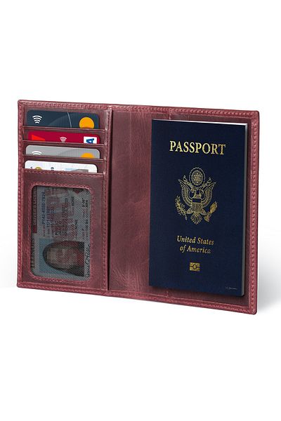 OttoAngelino Otto Angelino Husa Pașaport din piele - Protecție RFID - Unisex