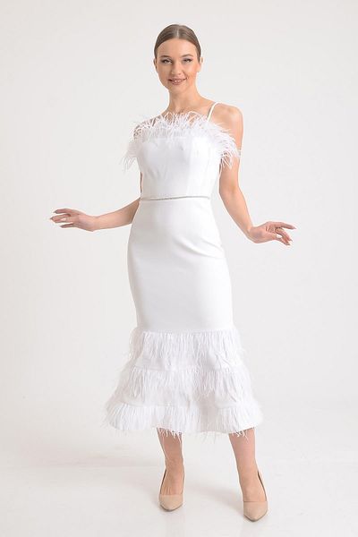 SpringStore Rochie de seară cu guler ecru și puf sub fustă