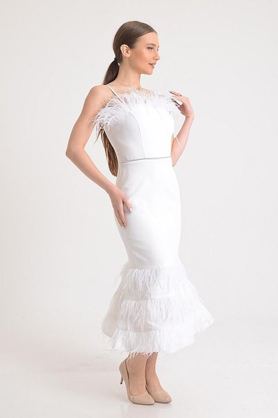 SpringStore Rochie de seară cu guler ecru și puf sub fustă