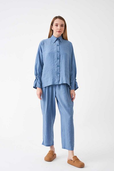 Mevra Elastic Waist Modal Trousers Indigo