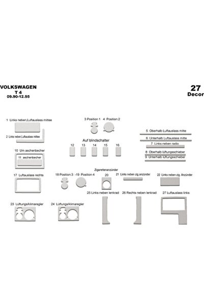 meriç cockpit design ميريتش ®   Vw Transporter T4 غطاء علبة القفازات الأمامية...