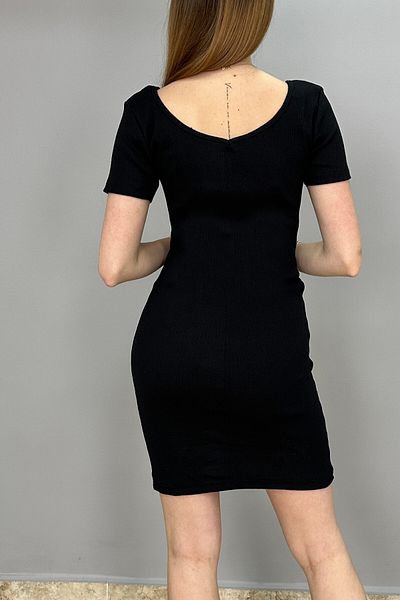 Tam Moda Rochie pentru femei față-spate și guler, negru, camisole -
