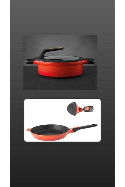 Berghoff مجموعة Gem Stay-cool Orange Induction مكونة من 3 قطع (28shallow28pan).