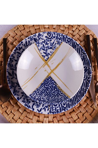 Tulü Porselen Blue Colors Klasik 24 Parça Yemek Takımı - Db1337