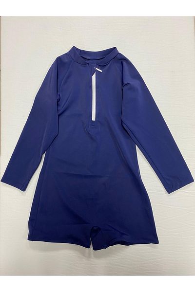Kom Zippered Long Sleeve Swimsuit with Shorts