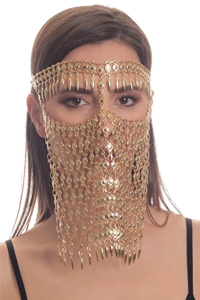 LABALABA Kadın Altın Renk Lak Kaplama Ayarlanabilir El Yapımı Peçe