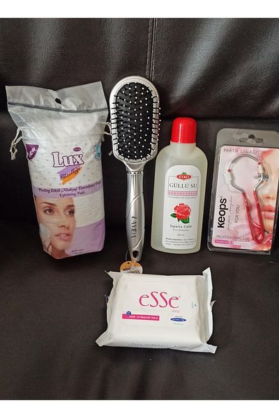 Lider MAGNESİA Peeling Effective Cleansing Cotton + Rose Water + Makeup Removal Wipes + Hair Brush + Hair Removal Tool