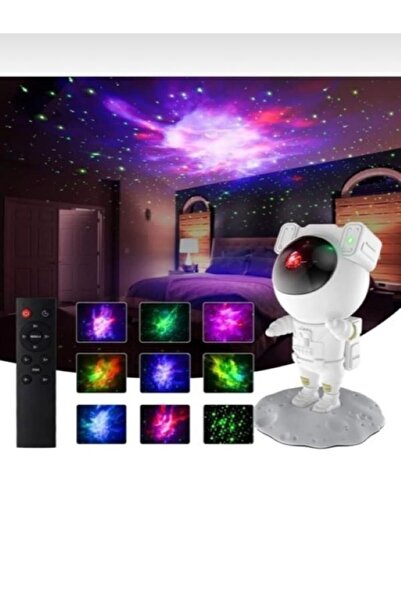 Deco Elit Projektör Astronot Işıklı Galaksi Yıldız Samanyolu Projeksiyon Gece Lambası