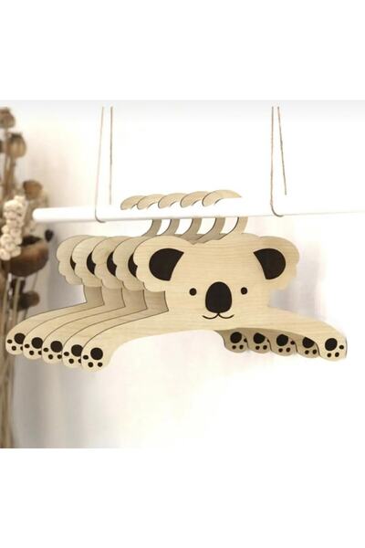 Ahşap 3'lü Bebek Kıyafet Askısı