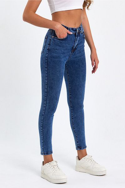 geenz manifacture Mustață, albastru de zăpadă, cu talie înaltă, pantaloni skinny din lycra