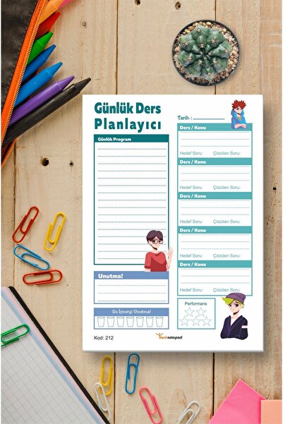 Tieni Blok za beleške, planer dnevnih lekcija, dnevni planer, 14x20cm, A5, 50...