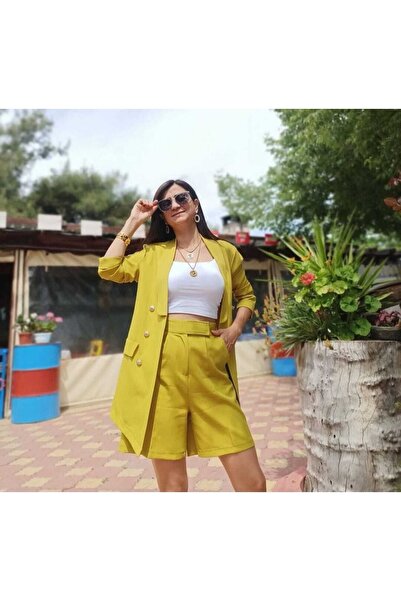 MADAME MELEK Жіночі шорти з подвійною тканиною, плісировані, на липучках, з кишенями