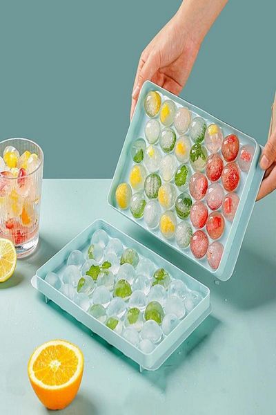 MasterCar Blue 33 Compartment Drop Ice Mold with Lid Storage Container Drop Model Large Size Ice Mold Fruit Mold
