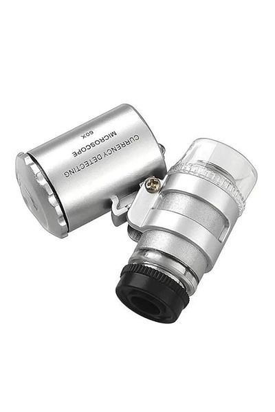 Bosile 60x Mini Pocket Microscope LED+UV Light Jeweler Antique Shop Magnifying Glass 9882