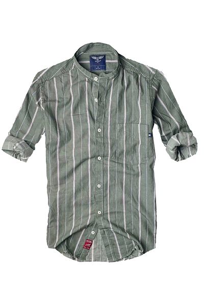 alaska the last frontier Slim Fit 100% βαμβακερό ύφασμα με γιακά μακρυμάνικο πουκάμισο-ριγέ χακί-
