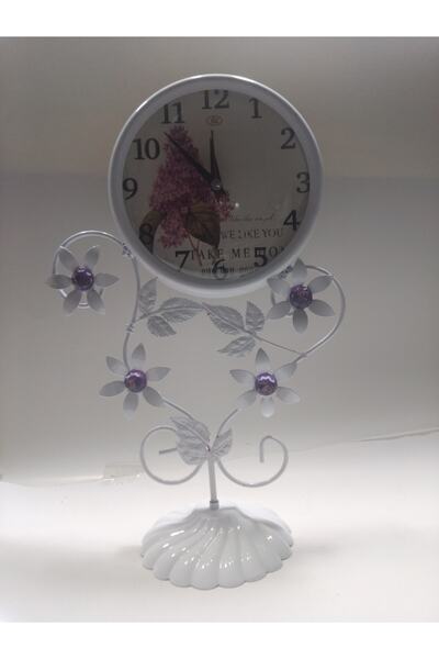 abnturk Dekoratif Metal Ferforje Taşlı Desenli Masa Saati