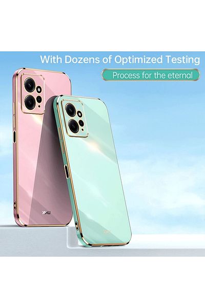 m.tk moveteck Xiaomi Redmi Note 12 4g Case with Camera Protection Glossy Gold Gold Edge Soft Silicone Cover Armor