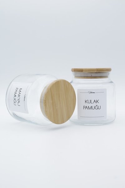 zezedesing Bamboo Lid Ear Cotton And Makeup Cotton Jar 500ml