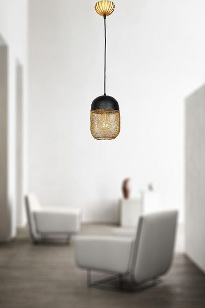 VENON Lighting Olcay Single Metal Pendant Lamp Black Gold Chandelier