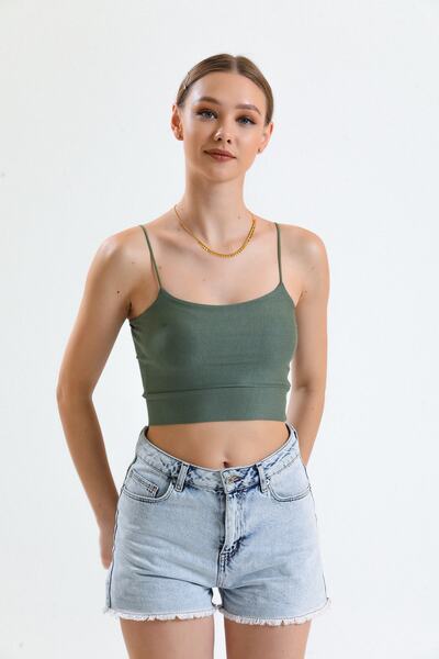 Elia Moda Жіночий кроп-топ Haki - на бретельках