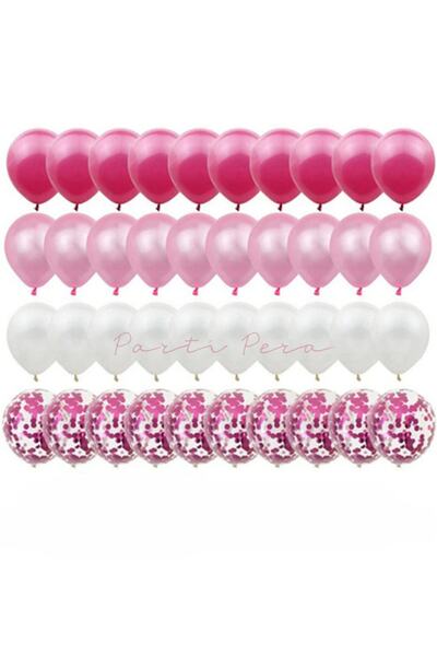 parti pera Metalik Fuşya ,metalik Pembe , Metalik Beyaz , Konfetili Balon Zin...