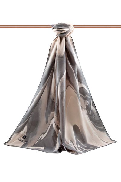 Vissona Γυναικείο σάλι πολυτελείας Medina Silk Grey-3