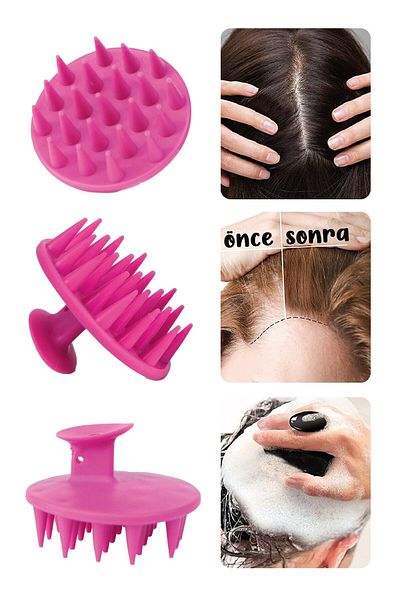 ATA HOME Soft Silicone Tip Scalp Massage Comb Tool Hair Washing Comb Brush