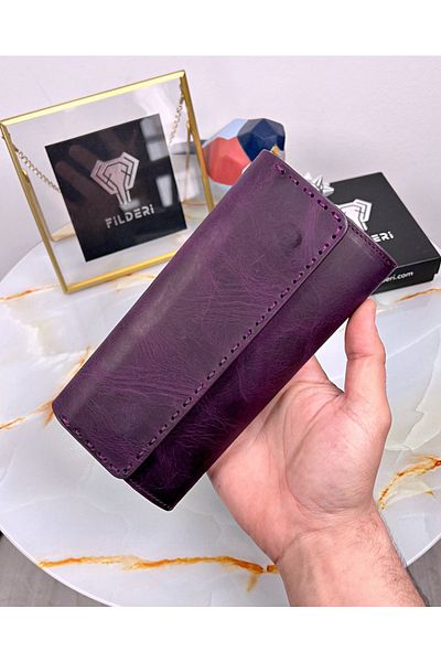 Fil Deri Wallet with Phone Compartment Lux Stitched