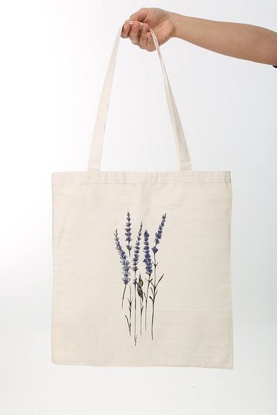 Serkan Çanta Bez Çanta Atölyesi Υφασμάτινη τσάντα Purple Statis Flower Printed